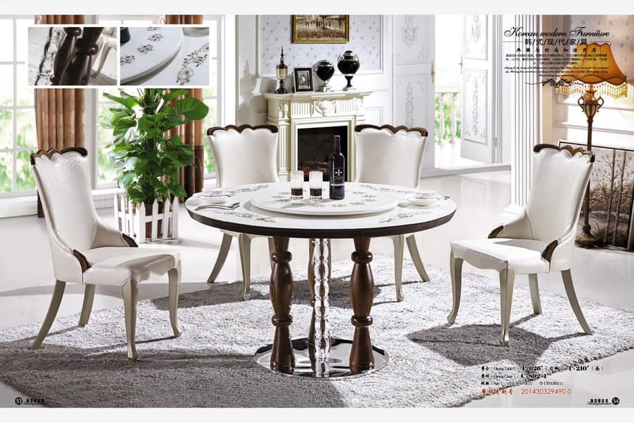 natural round marble dining table with lazy susan furniture